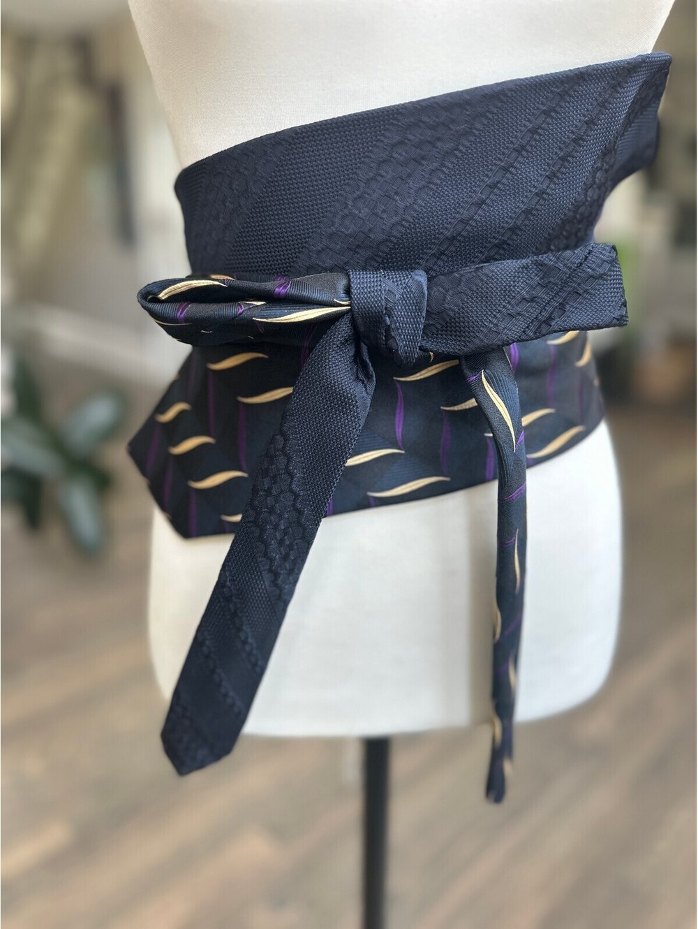 Upcycled Silk Necktie Obi Belt | Handmade Corset Style Belt | One-of-a-Kind | OS